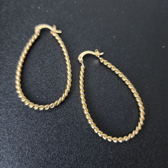 Gold Filled Oval Swirl Hoop Earrings New - Picture 3 of 6